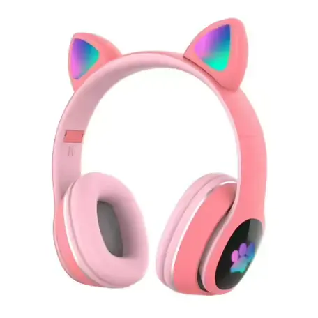 L400 Over Ear Music Headset Gloeiende Cat Ear-koptelefoon 7 kleuren (roze)