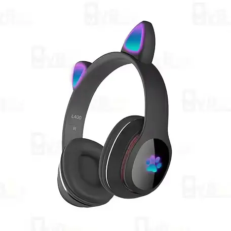 L400 Over Ear Music Headset Gloeiende Cat Ear-koptelefoon 7 kleuren Zwart
