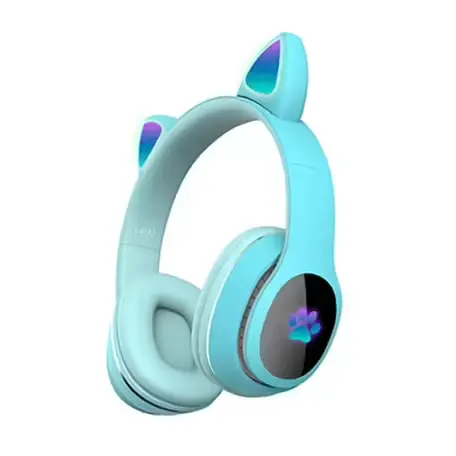 L400-koptelefoon met kattenoor LED-verlichting opvouwbare over-ear-koptelefoon (kleur: blauw)