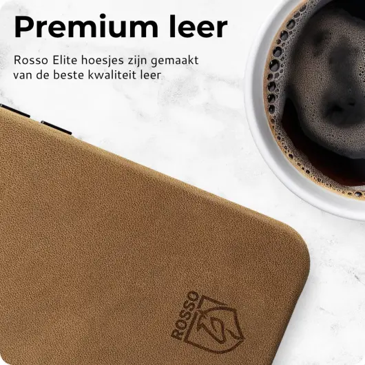 Rosso Elite iPhone 16 Plus Hoesje Leer Back Cover MagSafe Lichtbruin