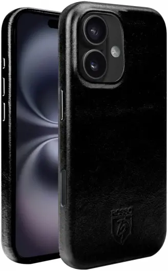 Rosso Elite iPhone 16 Plus Hoesje Leer Back Cover MagSafe Zwart
