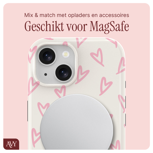 AVY Apple iPhone 15 MagSafe Hoesje met Koord 30CM Cupid Hearts