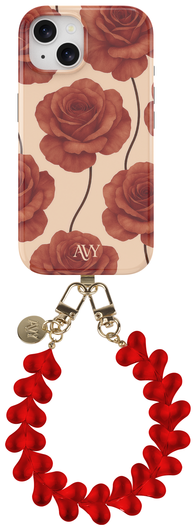 AVY Apple iPhone 15 MagSafe Hoesje met Koord 30CM Hearts & Roses