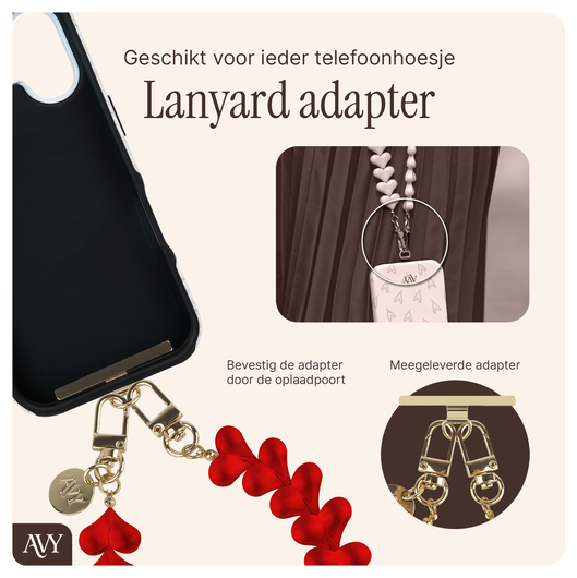 AVY Apple iPhone 15 MagSafe Hoesje met Koord 30CM Hearts & Roses