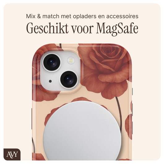 AVY Apple iPhone 15 MagSafe Hoesje met Koord 30CM Hearts & Roses