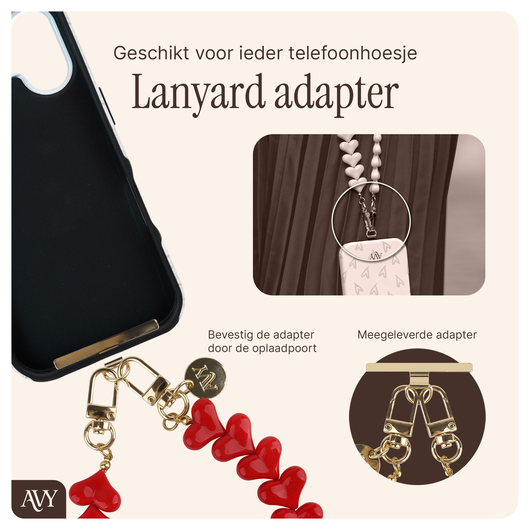 AVY Apple iPhone 15 MagSafe Hoesje met Koord 30CM Rose Hearts