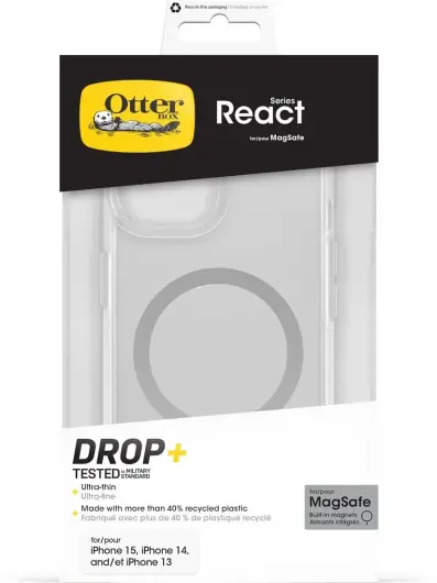 OtterBox React MagSafe Apple iPhone 16e/15/14/13 Hoesje Back Cover Transparant