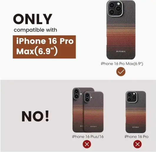 PITAKA Apple iPhone 16 Pro Max Hoesje met 5.000mAh MagSafe Powerbank Sunset