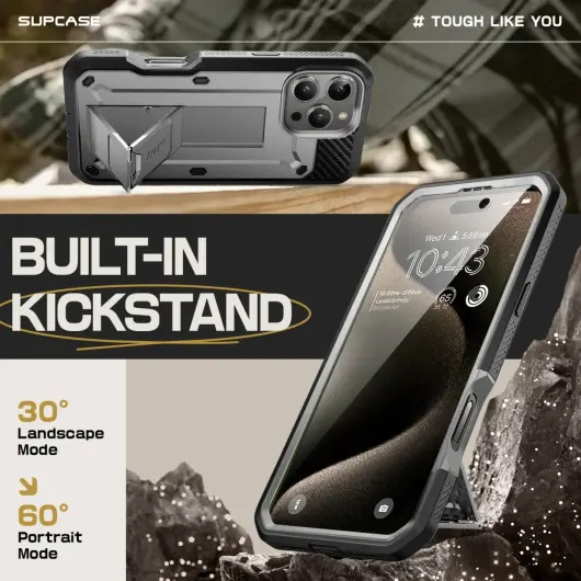 SUPCASE UB Pro Apple iPhone 16 Pro Max Hoesje Full Protect Kickstand Grijs