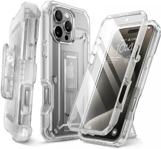 SUPCASE UB Pro Apple iPhone 16 Pro Max Hoesje Full Protect Kickstand Transparant