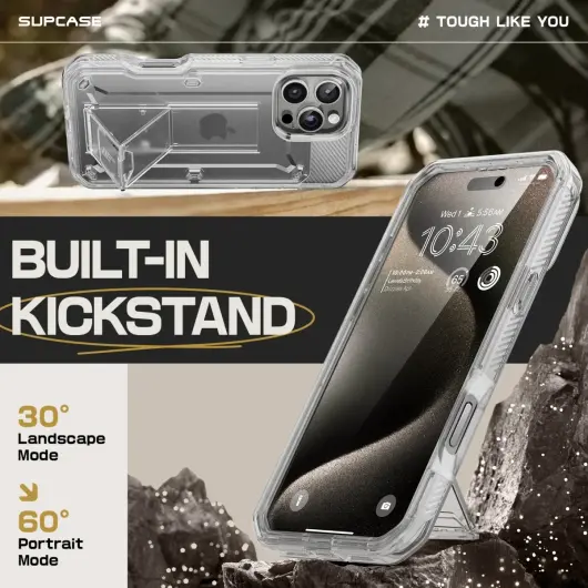 SUPCASE UB Pro Apple iPhone 16 Pro Max Hoesje Full Protect Kickstand Transparant