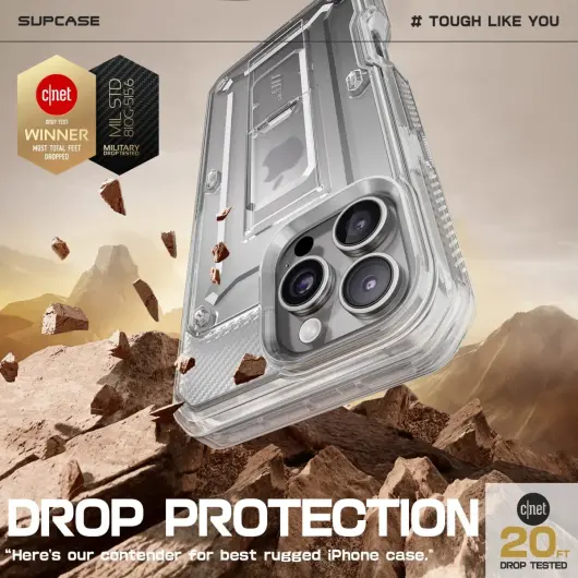 SUPCASE UB Pro Apple iPhone 16 Pro Max Hoesje Full Protect Kickstand Transparant
