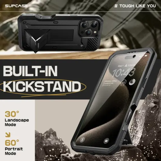 SUPCASE UB Pro Apple iPhone 16 Pro Max Hoesje Full Protect Kickstand Zwart