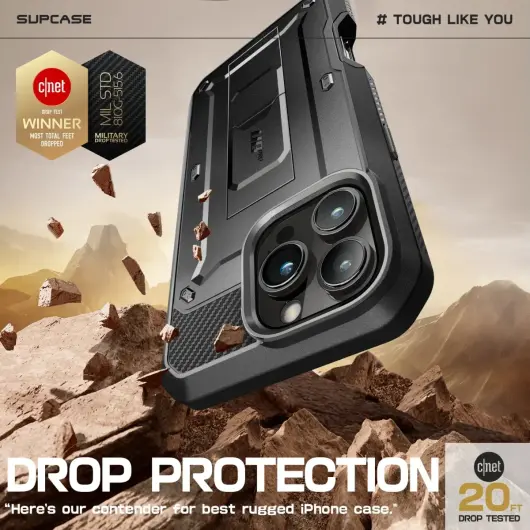 SUPCASE UB Pro Apple iPhone 16 Pro Max Hoesje Full Protect Kickstand Zwart