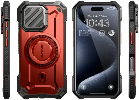 SUPCASE UB Pro MagXT Apple iPhone 16 Pro Max Hoesje Camera Protector Rood