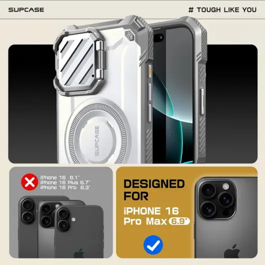 SUPCASE UB Pro MagXT Apple iPhone 16 Pro Max Hoesje Camera Protector Wit