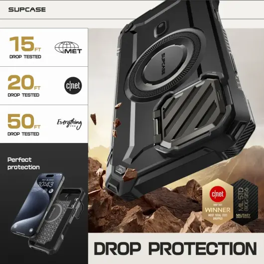 SUPCASE UB Pro MagXT Apple iPhone 16 Pro Max Hoesje Camera Protector Zwart
