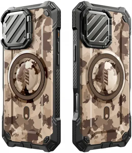 SUPCASE UB Pro MagXT iPhone 16 Pro Max Hoesje Camera Protector Camo Bruin