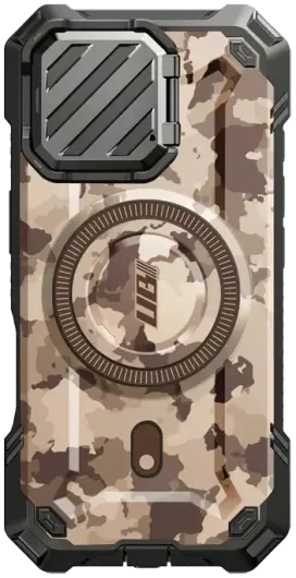 SUPCASE UB Pro MagXT iPhone 16 Pro Max Hoesje Camera Protector Camo Bruin