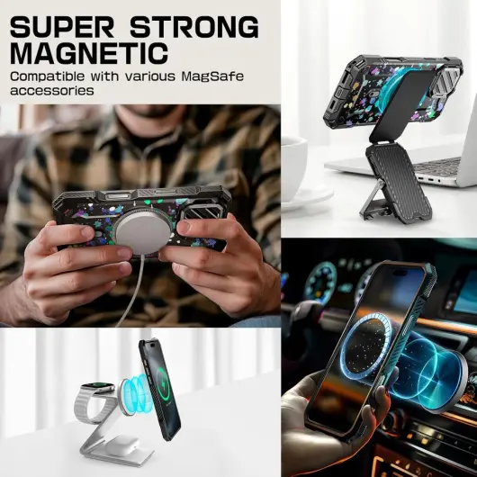 SUPCASE UB Pro MagXT iPhone 16 Pro Max Hoesje Camera Protector Stipjes