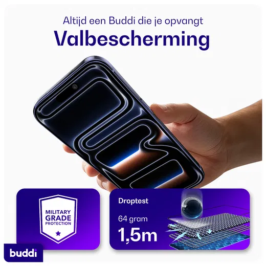 Buddi Easy Fit iPhone 15 Pro Max Tempered Glass met Installatietray (2-Pack)