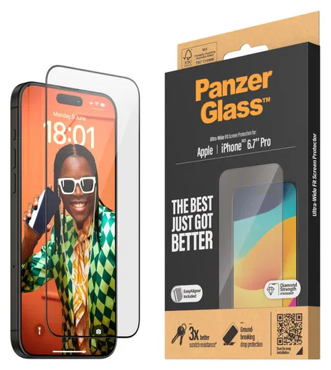 PanzerGlass Ultra-Wide iPhone 15 Pro Max Screen Protector EasyAligner