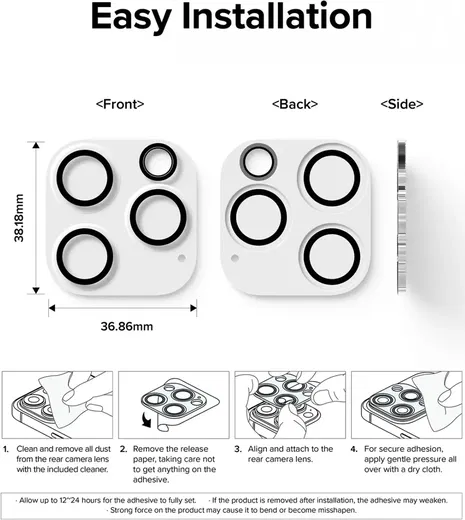 Ringke Full Cover Glass iPhone 15 Pro Max Camera Protector Glas (2-Pack)