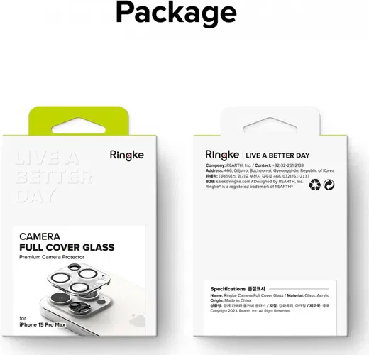 Ringke Full Cover Glass iPhone 15 Pro Max Camera Protector Glas (2-Pack)