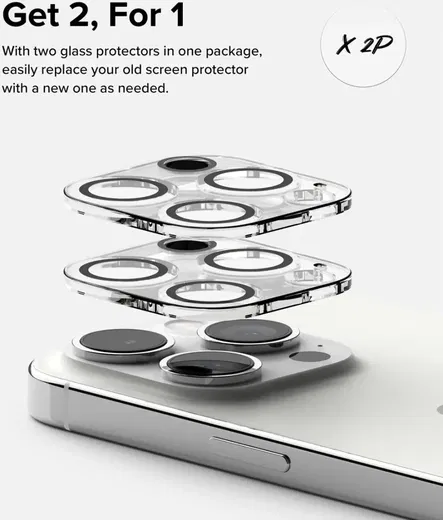 Ringke Full Cover Glass iPhone 15 Pro Max Camera Protector Glas (2-Pack)