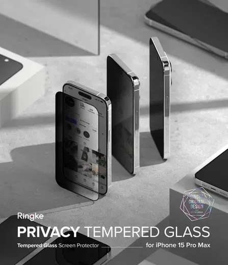 Ringke Apple iPhone 15 Pro Max Screen Protector Privacy Tempered Glass 9H