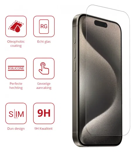 Rosso Apple iPhone 15 Pro Max 9H Tempered Glass Screen Protector - Duo Pack