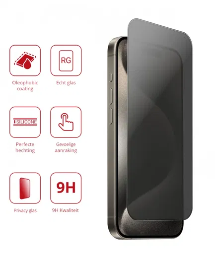 Rosso Apple iPhone 15 Pro Max Tempered Glass Screen Protector Privacy