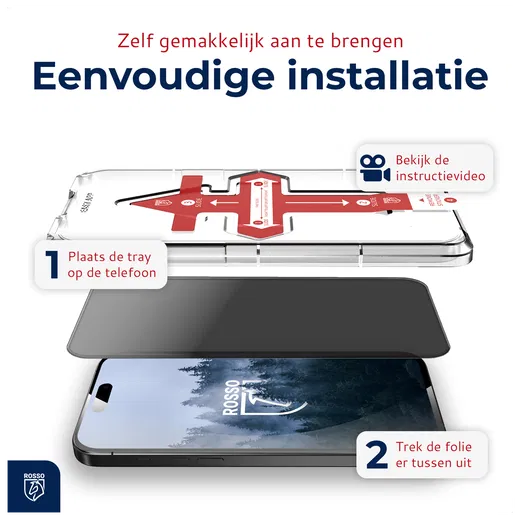 Rosso iPhone 15 Pro Max Privacy Glass met Installatietray (2-Pack)