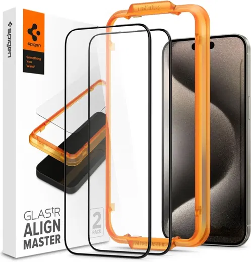 Spigen AlignMaster Apple iPhone 15 Pro Max Tempered Glass (2-Pack)
