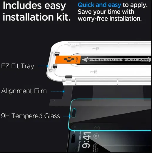 Spigen EZ Fit Glas.tR Apple iPhone 15 Pro Max Privacy Glass (2-Pack)