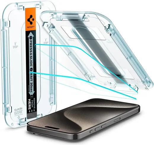 Spigen EZ Fit GLAS.tR iPhone 15 Pro Max Screen Protector Transparant 2-Pack