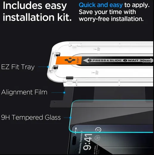Spigen EZ Fit GLAS.tR iPhone 15 Pro Max Screen Protector Transparant 2-Pack
