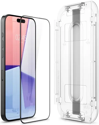 Spigen EZ Fit GLAS.tR iPhone 15 Pro Max Screen Protector Zwart (1-Pack)