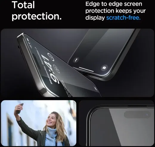 Spigen EZ Fit GLAS.tR iPhone 15 Pro Max Screen Protector Zwart (1-Pack)