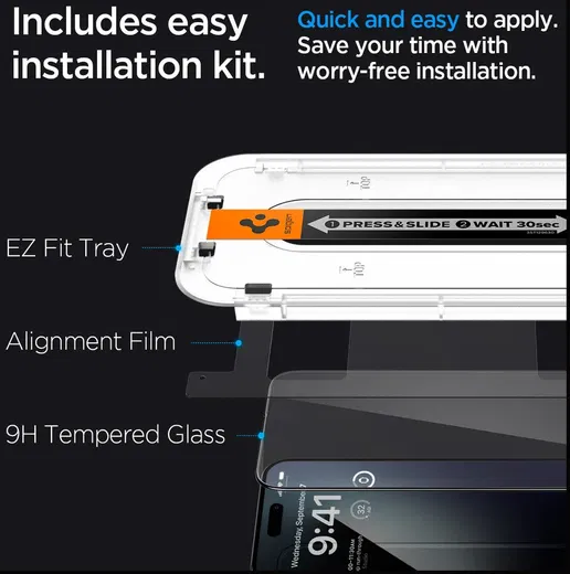 Spigen EZ Fit GLAS.tR iPhone 15 Pro Max Screen Protector Zwart 2-Pack