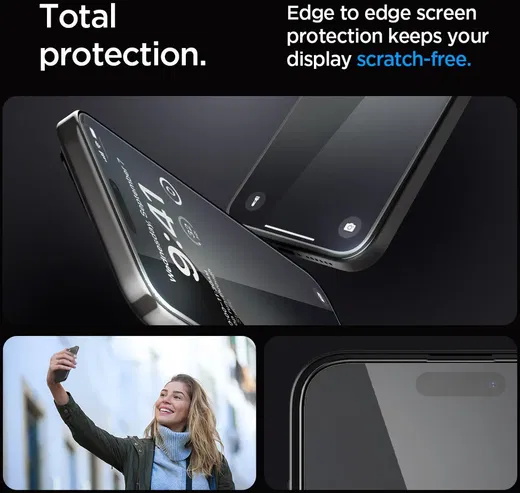 Spigen EZ Fit GLAS.tR iPhone 15 Pro Max Screen Protector Zwart 2-Pack