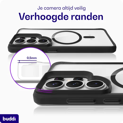 Buddi Hybrid Samsung Galaxy S26 Ultra Hoesje MagSafe Transparant Zwart