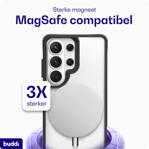 Buddi Hybrid Samsung Galaxy S26 Ultra Hoesje MagSafe Transparant Zwart