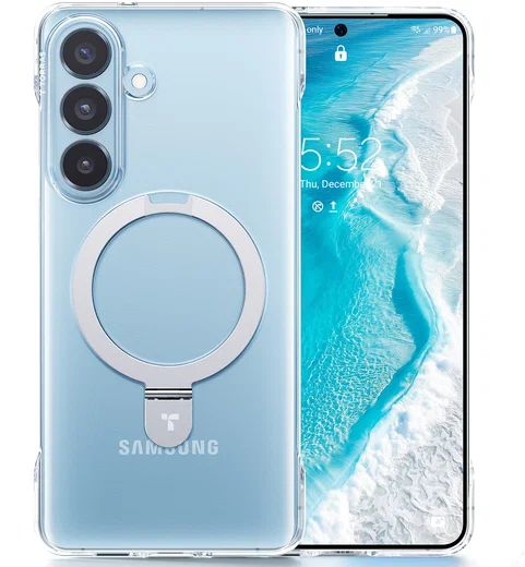 TORRAS Ostand Spin Samsung Galaxy S26 Hoesje MagSafe Stand Transparant