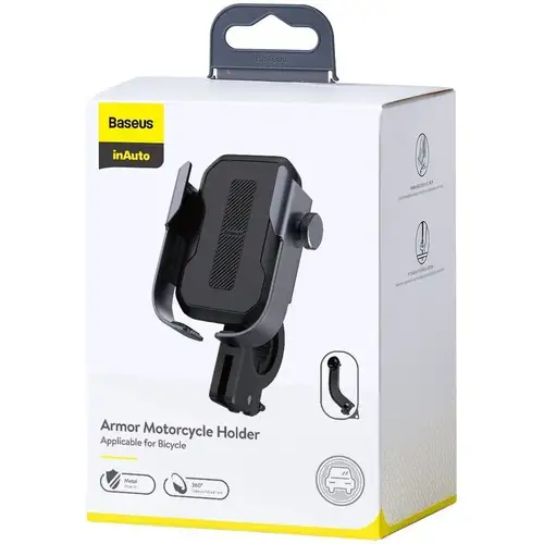 Baseus Armor Motor Telefoonhouder – Stevige Smartphonehouder voor Stuur en Spiegel, Zwart