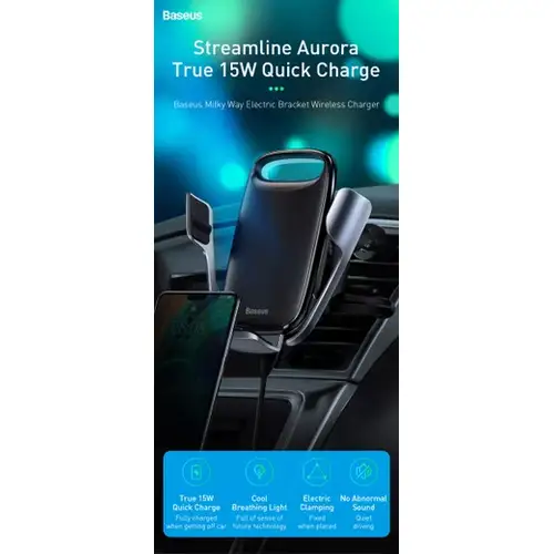 Baseus Autohouder voor Ventilatierooster – Smartphone Houder met 15W Draadloze Oplader