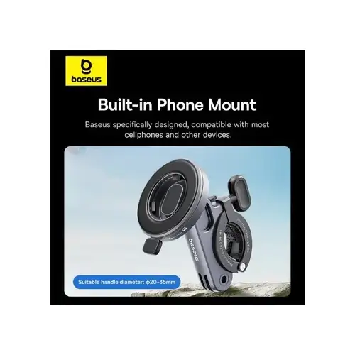 Baseus PrimeTrip Telefoonhouder Fiets – Ringhouder met Kickstand en Ingebouwde Lamp, Zwart