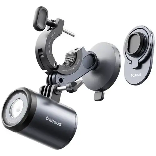 Baseus PrimeTrip Telefoonhouder Fiets – Ringhouder met Kickstand en Ingebouwde Lamp, Zwart