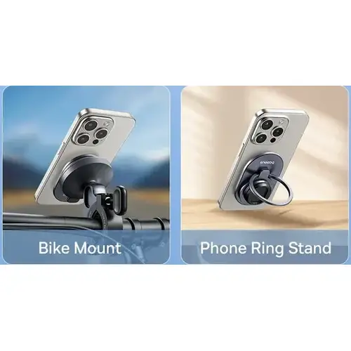 Baseus PrimeTrip Stick-on Telefoonhouder met Kickstand – Ring Type Houder voor op de Fiets, Zwart