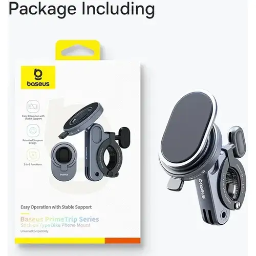 Baseus PrimeTrip Stick-on Telefoonhouder met Kickstand – Ring Type Houder voor op de Fiets, Zwart